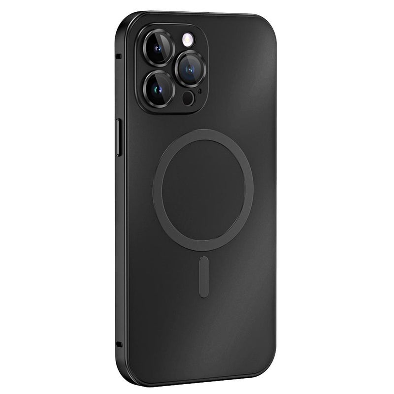 erorex For iPhone 12 Pro Max Spring Buckle MagSafe Magnetic Metal Phone Case(Black) - Image 2