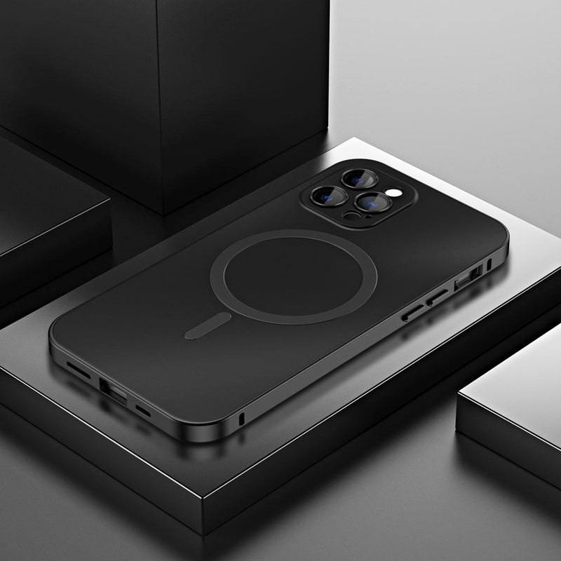 erorex For iPhone 12 Pro Max Spring Buckle MagSafe Magnetic Metal Phone Case(Black) - Image 1