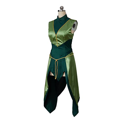 RocailleCos Keyleth Cosplay Costume Halloween Uniform Green Half-elf Dress Suit for Adult Women (S, multicolored) - Image 3