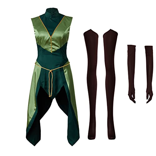 RocailleCos Keyleth Cosplay Costume Halloween Uniform Green Half-elf Dress Suit for Adult Women (S, multicolored) - Image 1
