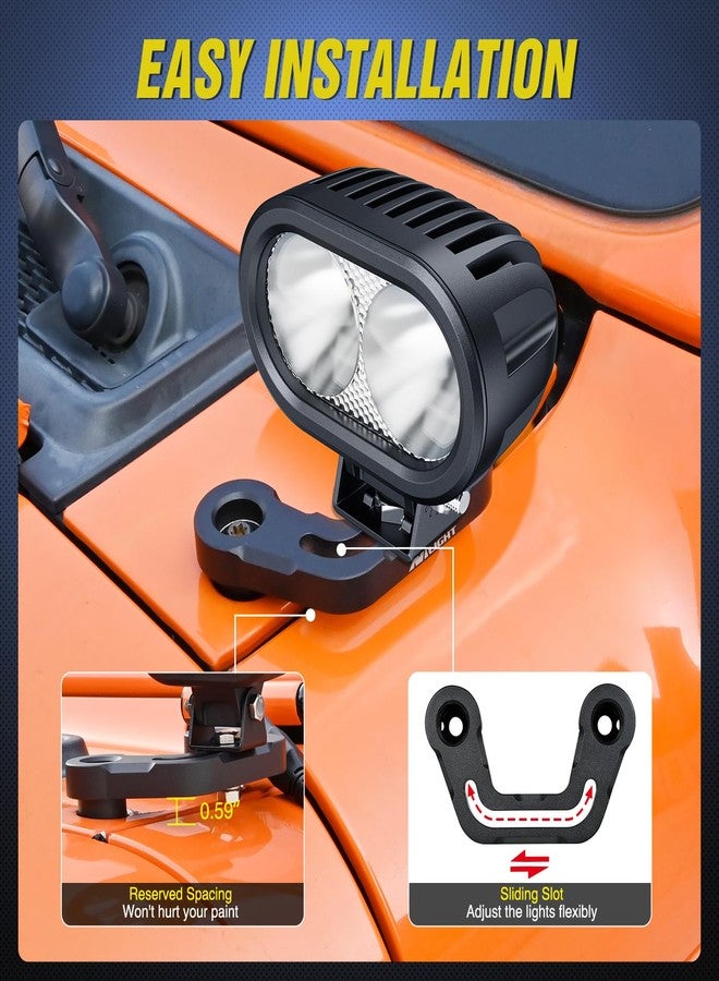 Nilight Light Mounting Bracket Hood Cowl Mount Brackets for Front A-Pillar Auxiliary Offroad LED Pod Light Work Lights on 2018-2023 Jeep Wrangler JL/JLU 2020-2023 Gladiator JT - Image 3