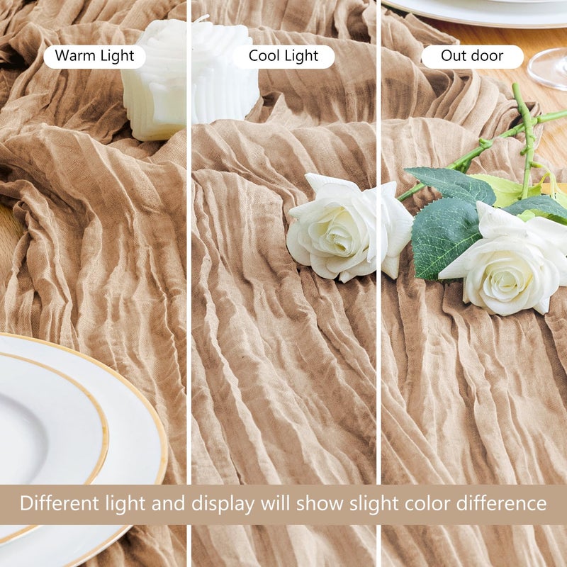 اسيم ASEE'M Table Runner Cheesecloth 10ft عارية Boho Gauze Fabric Rustic Chees Chees Clothers For Wedding Bridal Duffer Decoration - Image 5