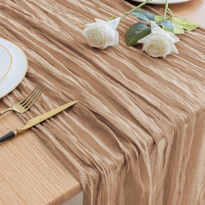 اسيم ASEE'M Table Runner Cheesecloth 10ft عارية Boho Gauze Fabric Rustic Chees Chees Clothers For Wedding Bridal Duffer Decoration - Image 1
