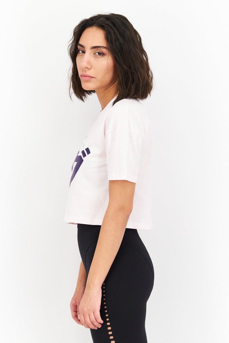 Peanuts تي شيرت نسائي مطبوع بأكمام قصيرة ورقبة دائرية، وردي - Image 3