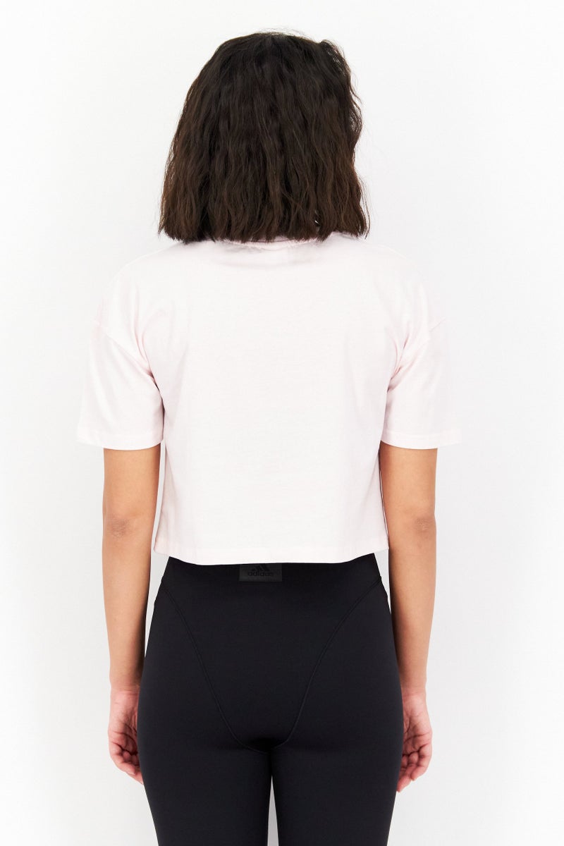 Peanuts تي شيرت نسائي مطبوع بأكمام قصيرة ورقبة دائرية، وردي - Image 2