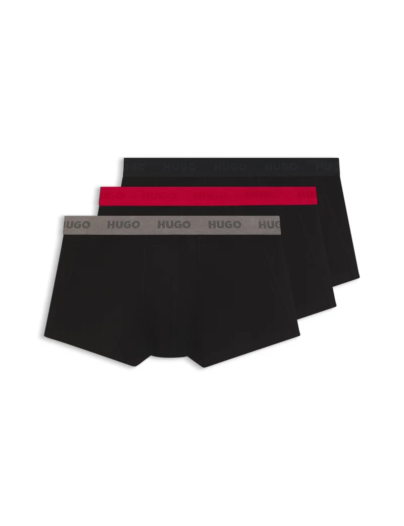 HUGO Three-pack of trunks in stretch cotton