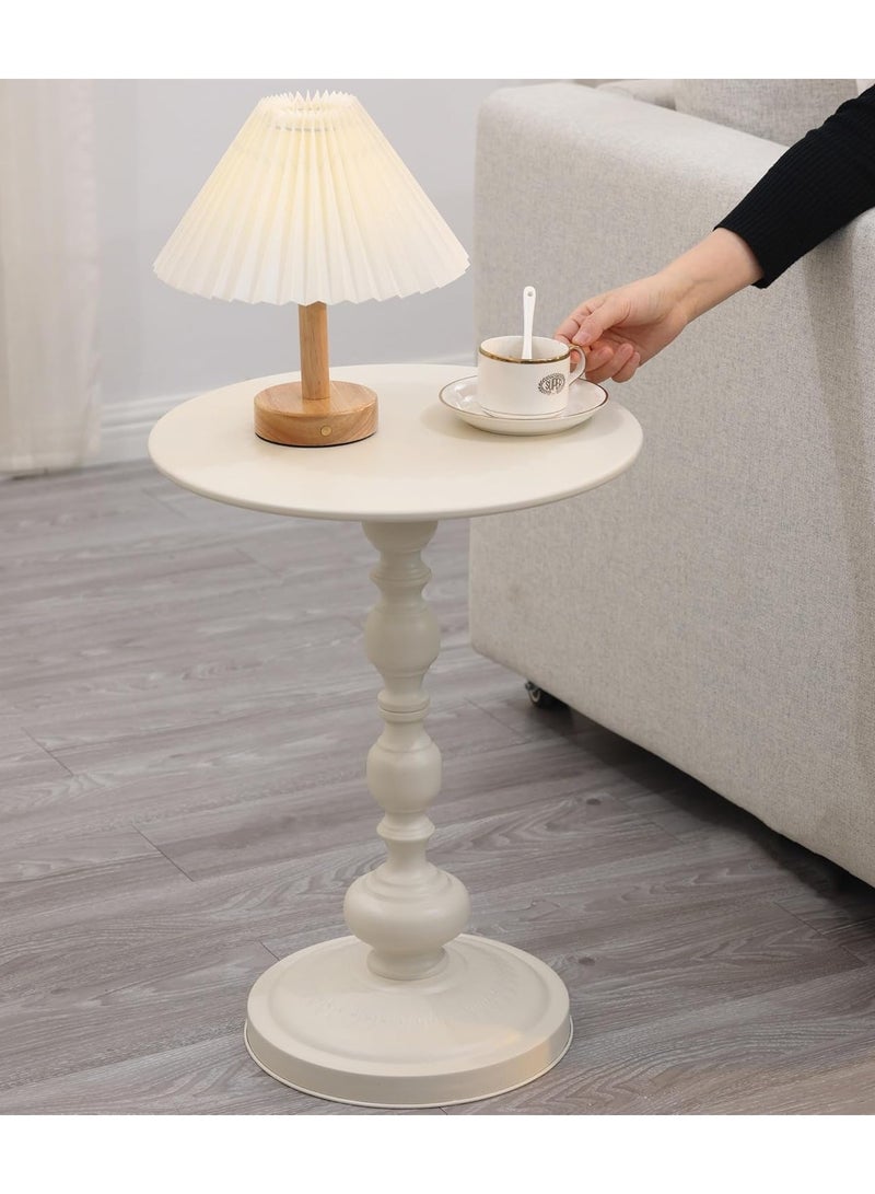 DubaiGallery Movable Round Small Coffee Table 2 Layer Cart Living Room Cart，2-Tier Round End Table/Bedside Table,Storage Table, Mid Century Modern Coffee Table with for Sofa Side Table - Image 3