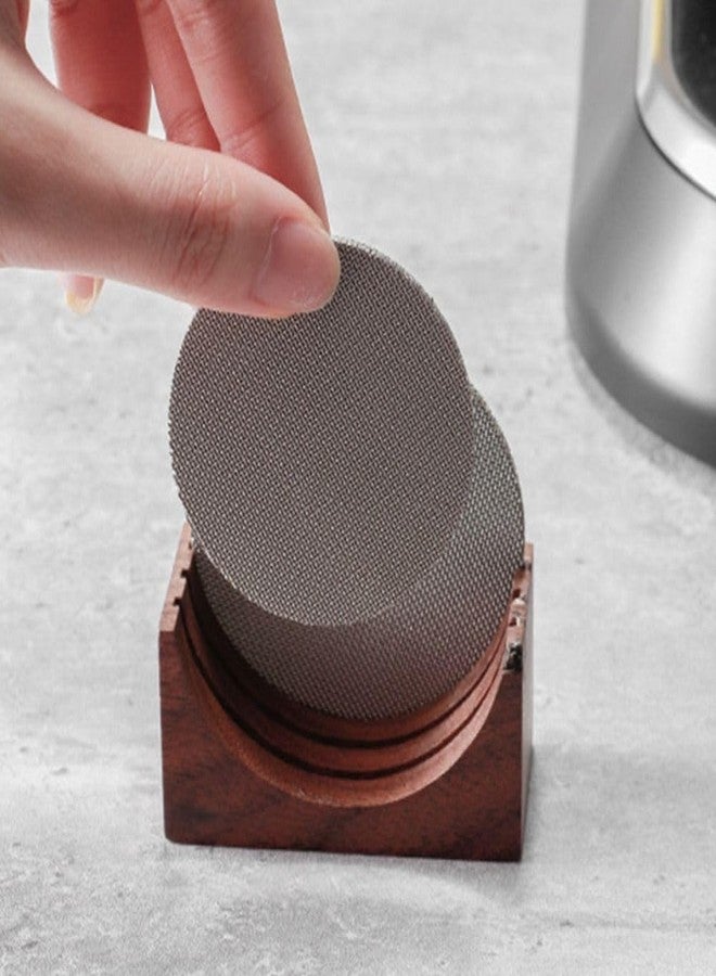 Hobbyme 51/53/58mm Reusable Coffee Filter With Walnut Wood Holder - Puck Screen Stand Set for Espresso Machine - Image 3