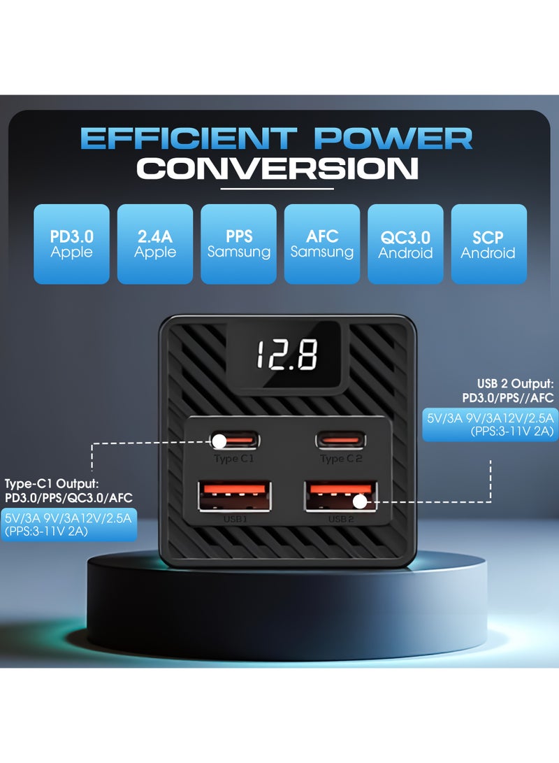 HAMMINER 300W Car Power Inverter Car Mobile Charger Power Inverter 2 USB (24W Max), 2 C Type (36W Max) & 2 AC Universal Socket (300W Max) DC 12V To 220V AC Car Charger Converter, Mobile Adapter Multiple Device Use Car Power Inverter With LED Display Car Fast Charger Perfect For Cars, SUVs & Trucks  - Image 5