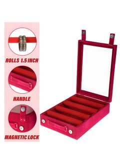 Kuber Industries Kuber Industries 4 Rod Bangle Box|Wooden Jewelry Box|Wedding Vanity Box|Velvet Coated Wedding Bracelet Organizer for Women & Girls (Pink)  - Image 5