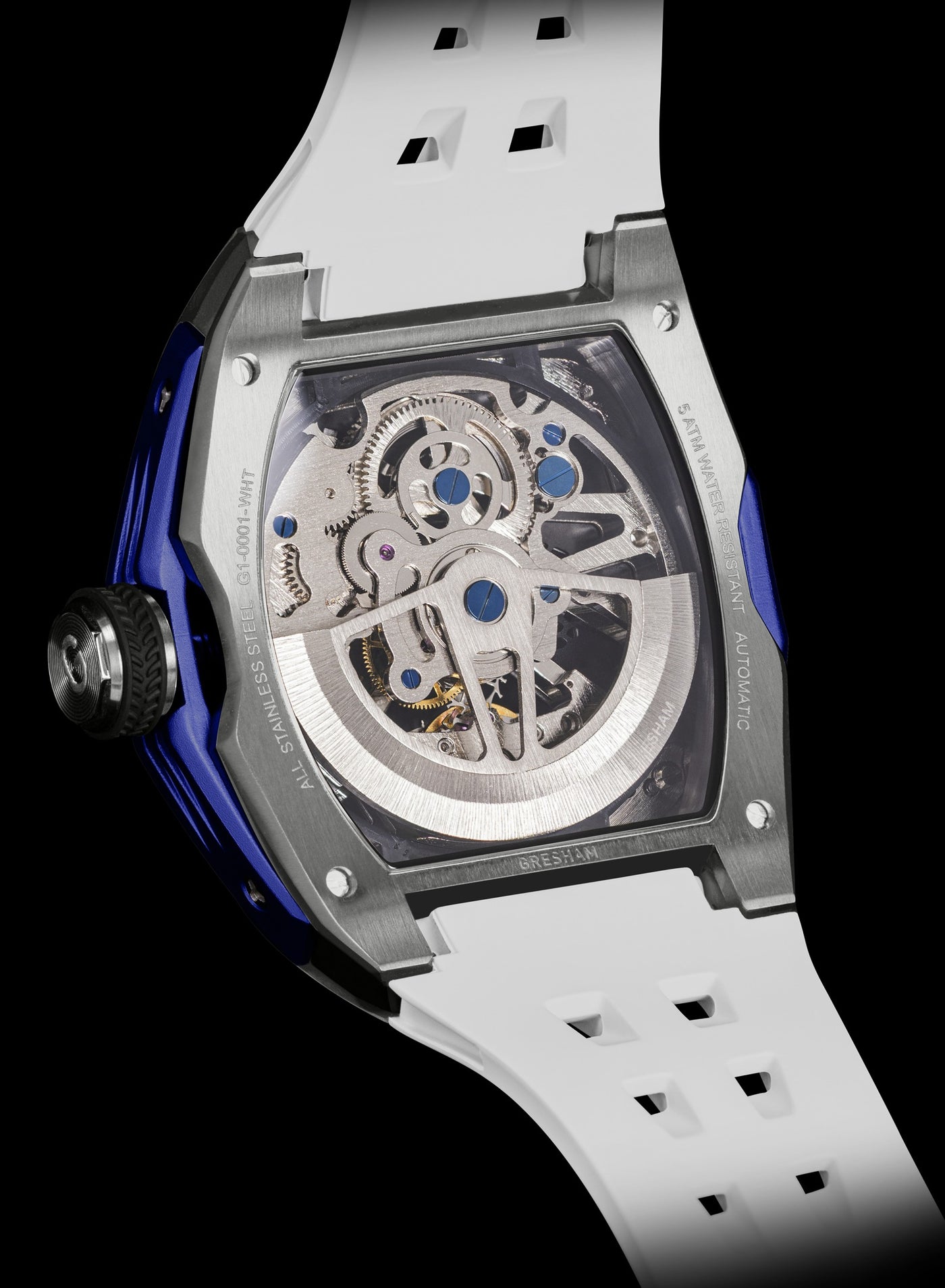 ساعة رجالية جريشام إصدار خاص ستانلس ستيل أبيض وأزر...