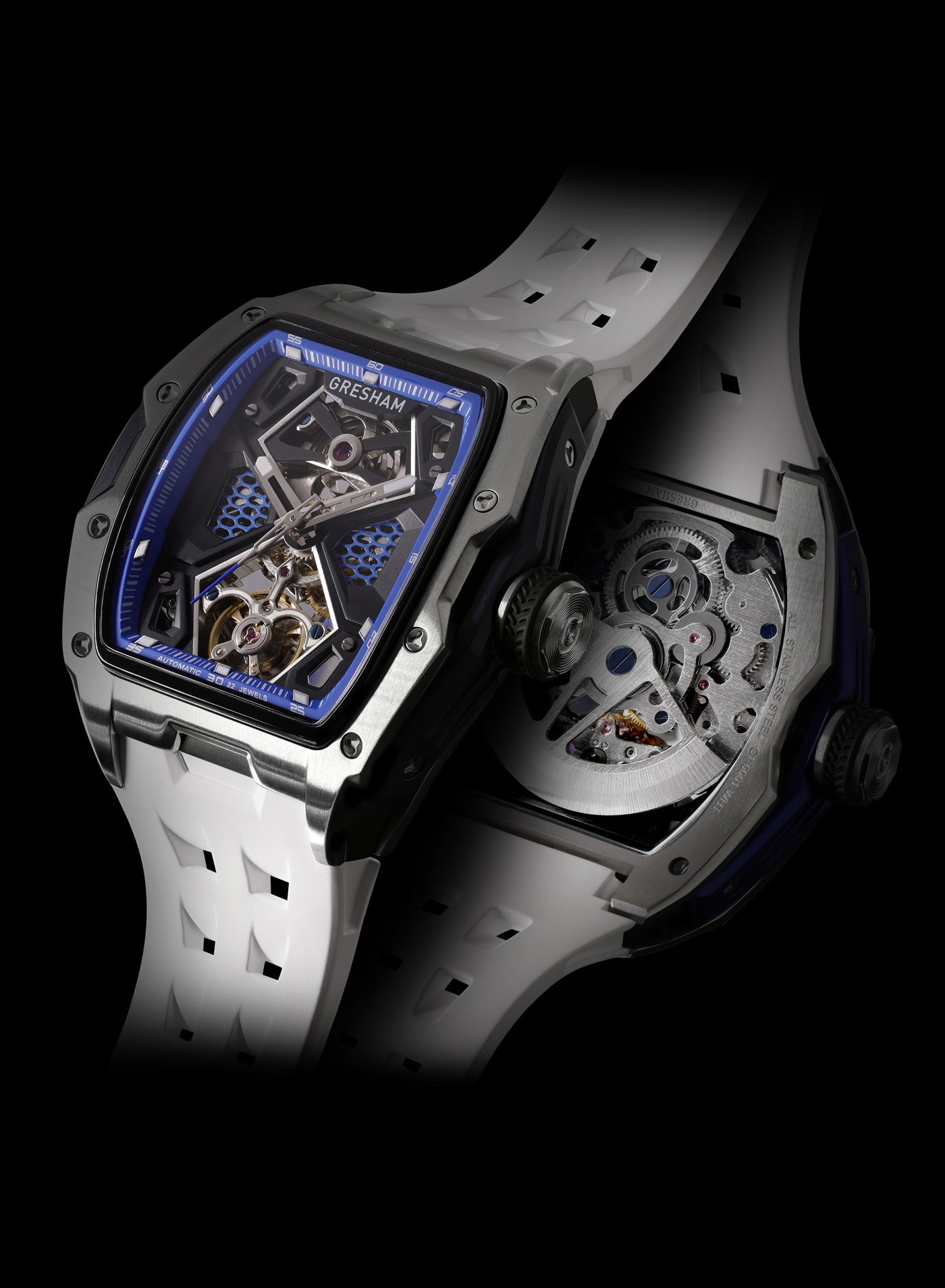 ساعة رجالية جريشام إصدار خاص ستانلس ستيل أبيض وأزر...