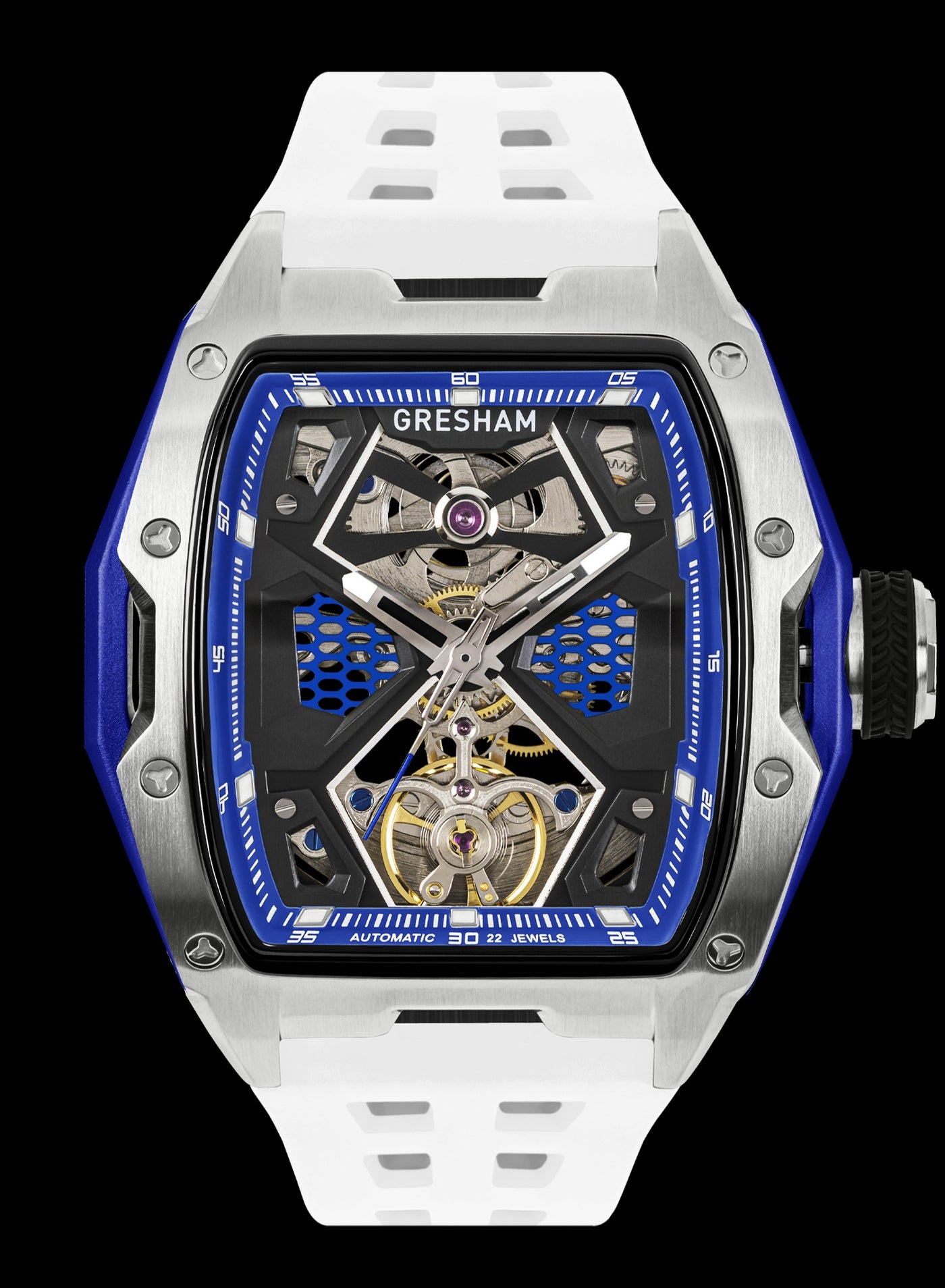 ساعة رجالية جريشام إصدار خاص ستانلس ستيل أبيض وأزر...