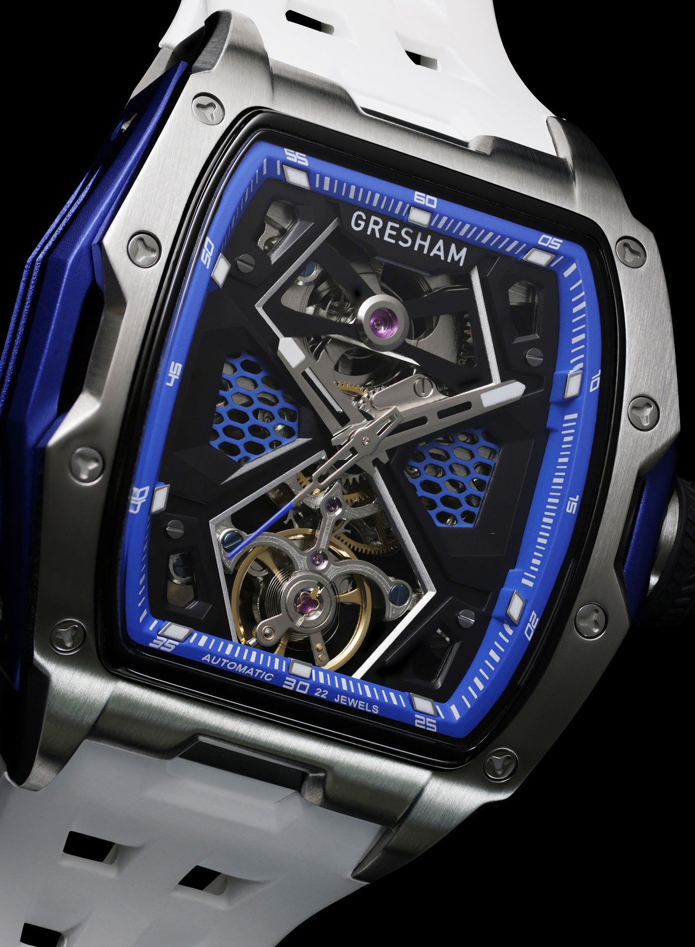 ساعة رجالية جريشام إصدار خاص ستانلس ستيل أبيض وأزر...