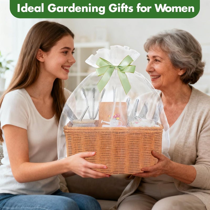 JIABOLANG Gardening Gifts for Women 12 Pcs Garden Tools Set with Basket Heavy Duty Gardening Hand Tool with Wood Handle Gardener Lady Plant Lover Gifts Wife Mom Grandma Mothers Day Birthday - Image 2