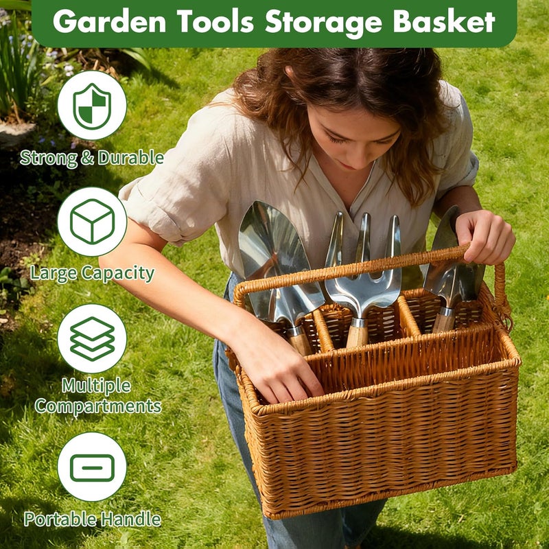 JIABOLANG Gardening Gifts for Women 12 Pcs Garden Tools Set with Basket Heavy Duty Gardening Hand Tool with Wood Handle Gardener Lady Plant Lover Gifts Wife Mom Grandma Mothers Day Birthday - Image 4