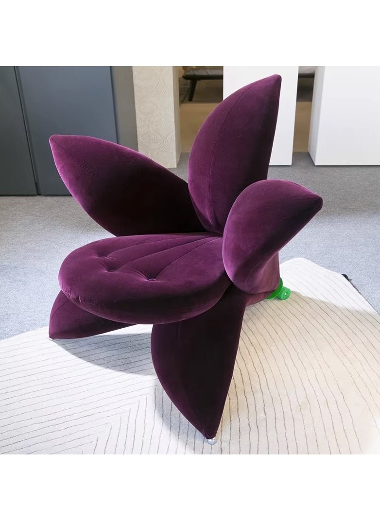 Generic - Purple Velvet Armchair Lounge Chair featuring Flower Design for Dining in Home or Hotel Living Room Sofa - Image 1