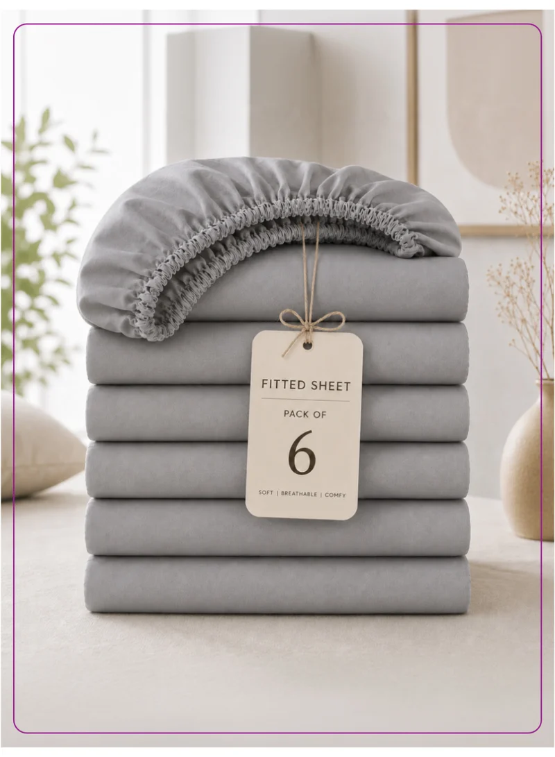 Donetella Super King Fitted Sheets 200x200 cm – Pack of 6 | OEKO-TEX Certified Brushed Microfiber | Deep Pocket with 360° All-Round Elastic | Ultra Soft, Wrinkle Resistant, Easy Care | Safe for Sensitive Skin