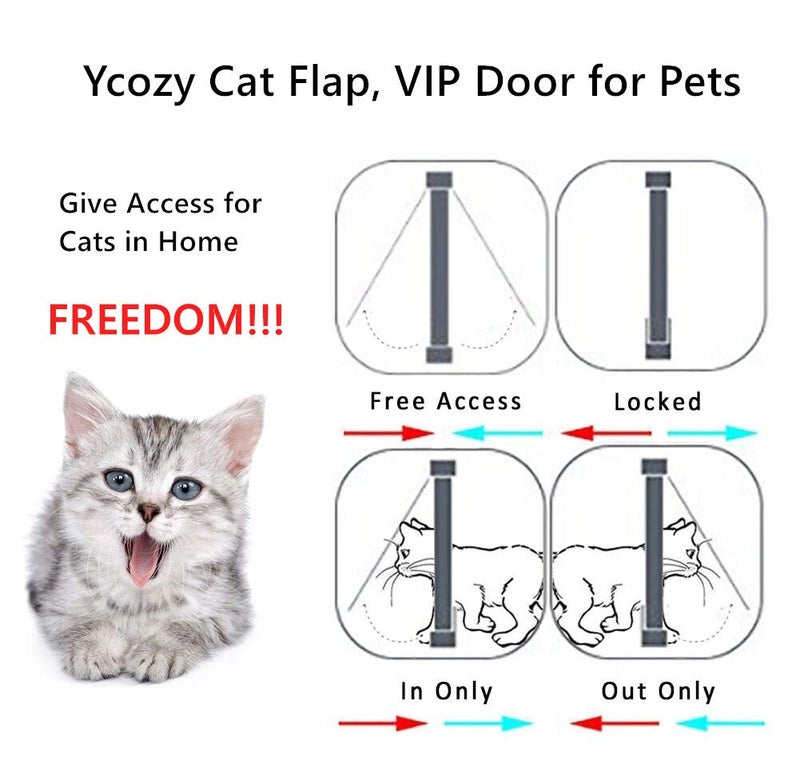 Ycozy XL Cat Doors Outer Size 11" x 9.8" 4-Way Locking Indoor Pet Door for Interior Exterior Door Wall Window, Weatherproof Cat Flap for Kittens & Dogs Easily Install - Image 3
