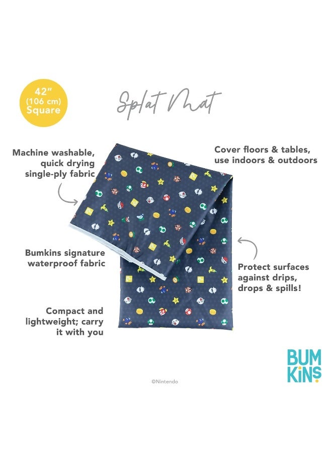 Bumkins Baby Splat Mat for Under High Chair, Babies Toddlers Eating Mess Mat, Waterproof Reusable Cloth for Arts and Crafts, Playtime Mat for Kids, Floor or Table, 42inx42in, Nintendo Super Mario - Image 5