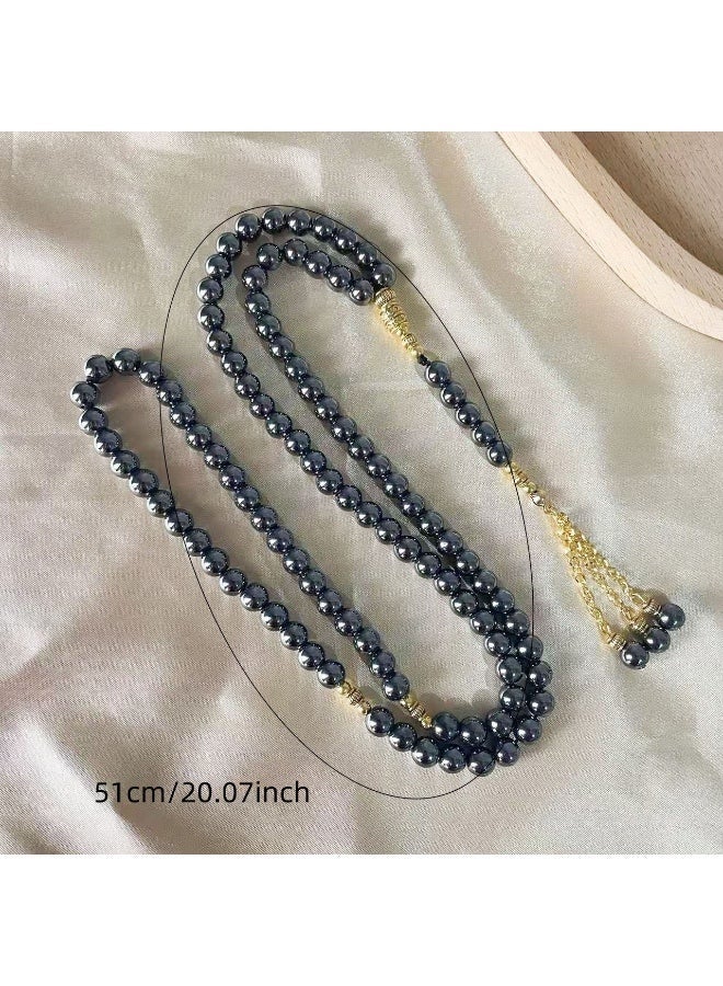 أومون 99 مسبحة مسلمة سوداء للحج والعبادة، تصميم كلاسيكي وأنيق، عالي الجودة لرمضان وعيد الفطر - Image 4