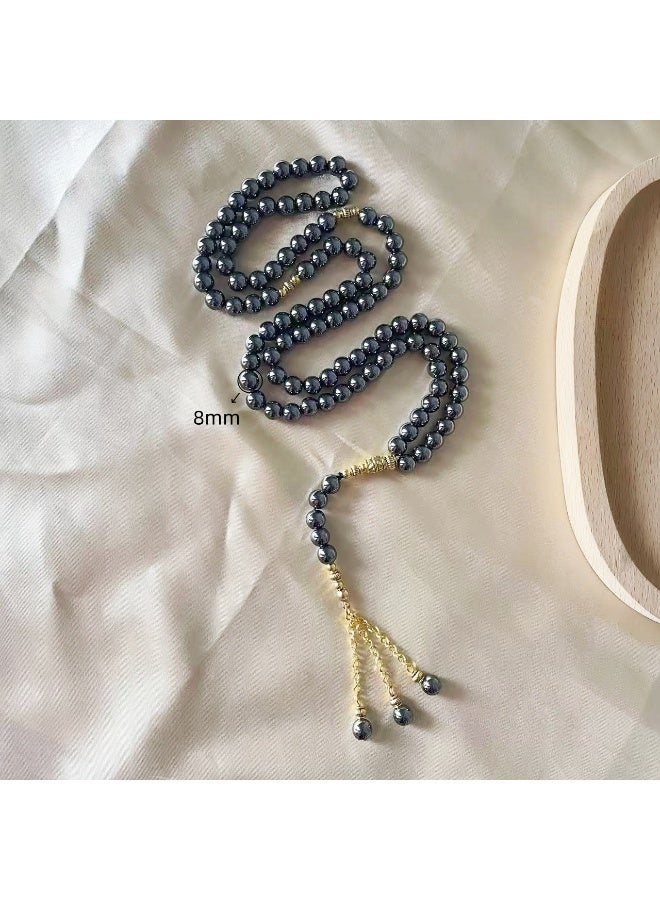 أومون 99 مسبحة مسلمة سوداء للحج والعبادة، تصميم كلاسيكي وأنيق، عالي الجودة لرمضان وعيد الفطر - Image 2