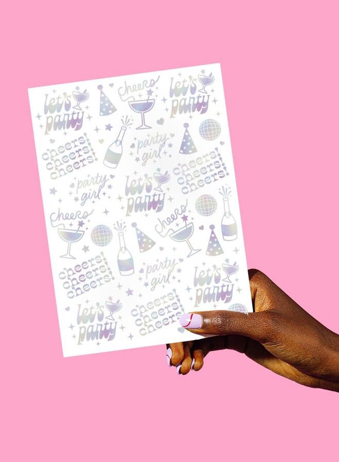 xo, Fetti Cheers Party Temporary Tattoos - 52 iridescent styles | Bachelorette Party Supplies, Birthday Party Favors, Disco Party Girl, Cheers Decorations - Image 5