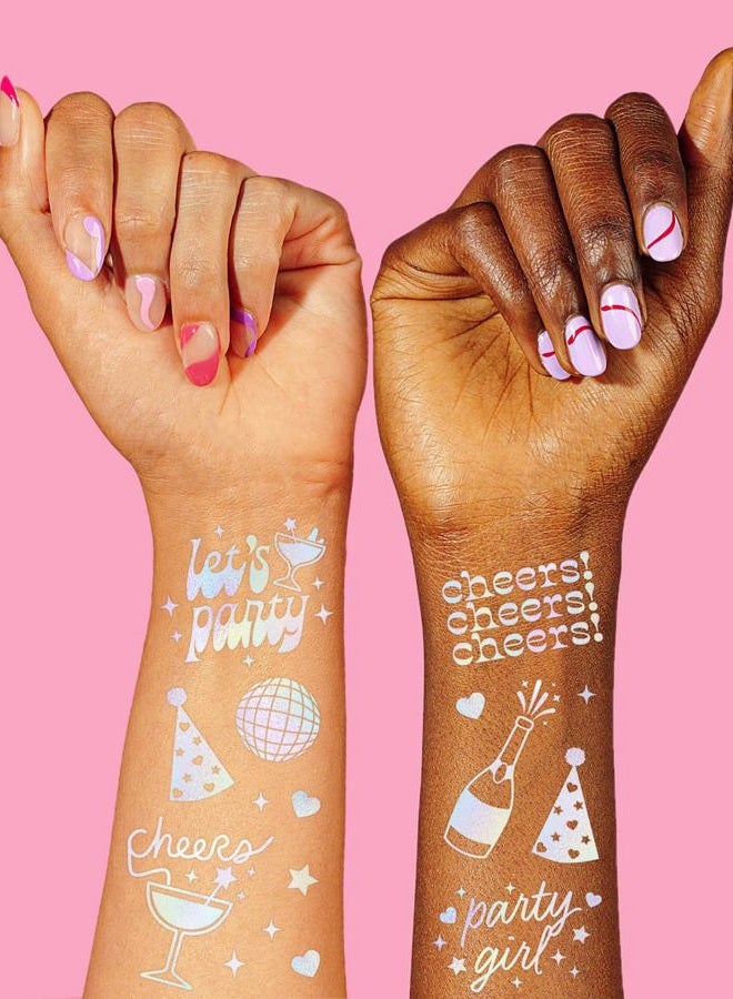 xo, Fetti Cheers Party Temporary Tattoos - 52 iridescent styles | Bachelorette Party Supplies, Birthday Party Favors, Disco Party Girl, Cheers Decorations - Image 3