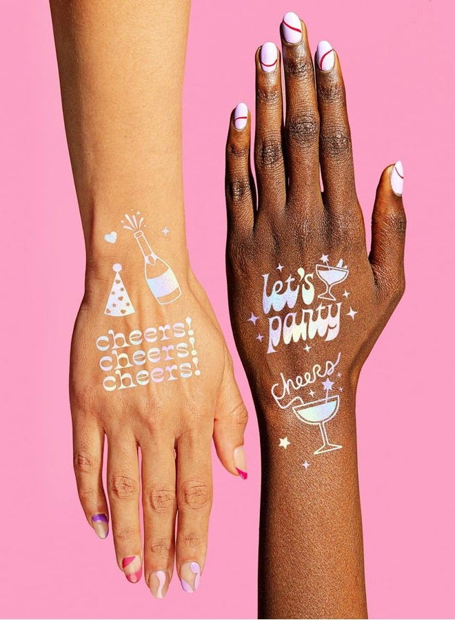 xo, Fetti Cheers Party Temporary Tattoos - 52 iridescent styles | Bachelorette Party Supplies, Birthday Party Favors, Disco Party Girl, Cheers Decorations - Image 4