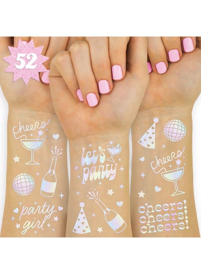 xo, Fetti Cheers Party Temporary Tattoos - 52 iridescent styles | Bachelorette Party Supplies, Birthday Party Favors, Disco Party Girl, Cheers Decorations - Image 1