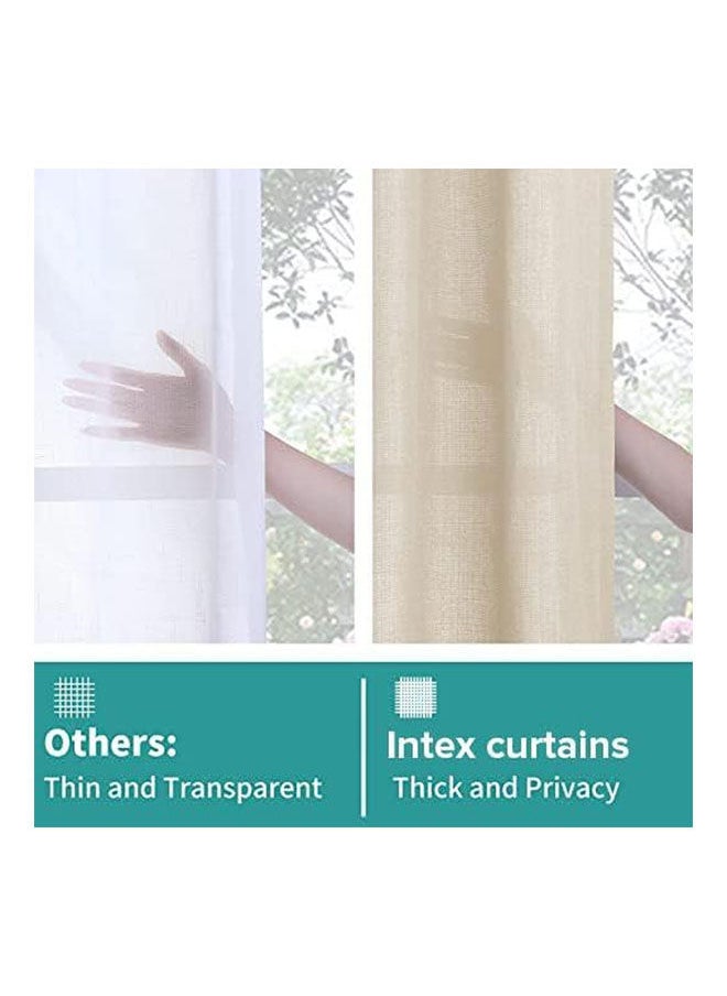 Intex Curtains House Natural Linen Semi Transparent Curtain For Living Rooms And Bedroom With Steel Grommets 2 Pcs  - Image 3