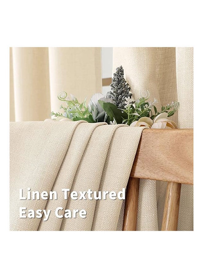 Intex Curtains House Natural Linen Semi Transparent Curtain For Living Rooms And Bedroom With Steel Grommets 2 Pcs  - Image 5