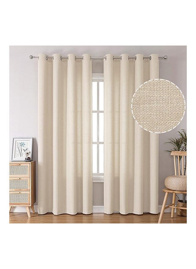 Intex Curtains House Natural Linen Semi Transparent Curtain For Living Rooms And Bedroom With Steel Grommets 2 Pcs  - Image 1