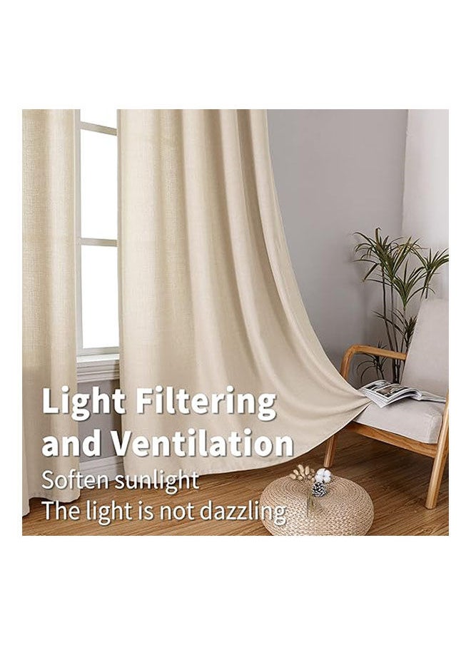 Intex Curtains House Natural Linen Semi Transparent Curtain For Living Rooms And Bedroom With Steel Grommets 2 Pcs  - Image 2