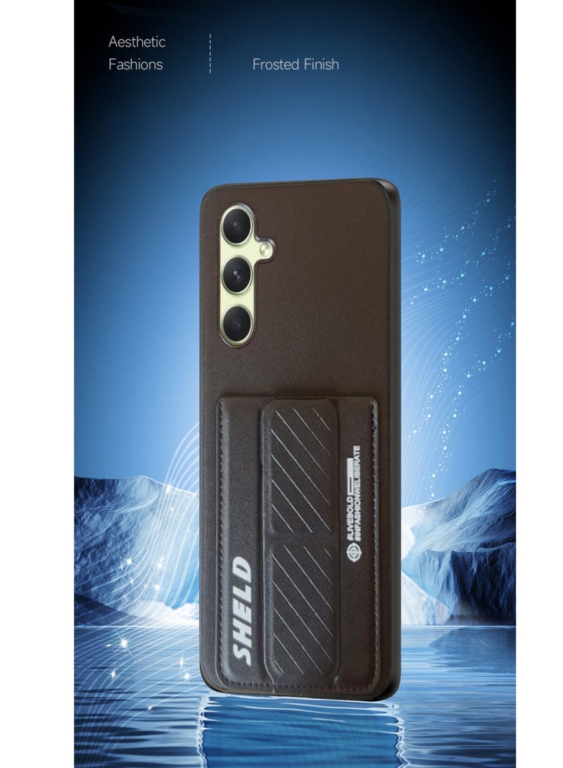 Techie حافظة بطاقات جلدية PU أنيقة وعصرية مع مقبض مغناطيسي آمن لهاتف Samsung Galaxy A34 5G - أسود - Image 2