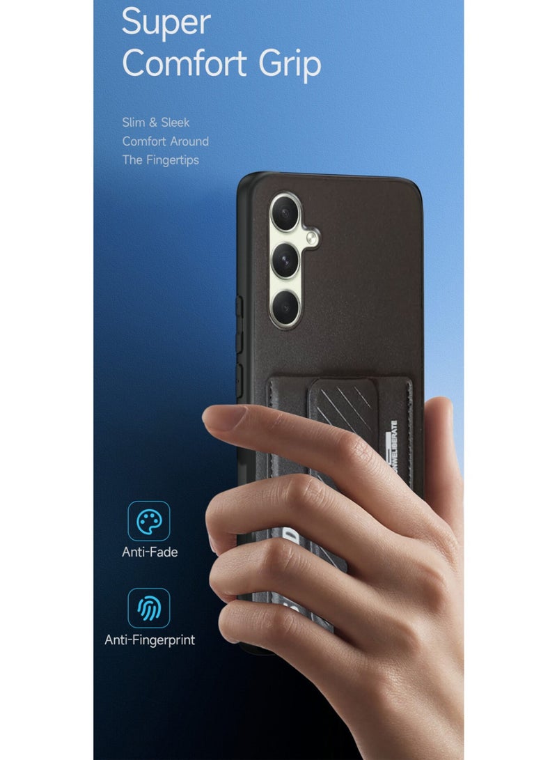 Techie حافظة بطاقات جلدية PU أنيقة وعصرية مع مقبض مغناطيسي آمن لهاتف Samsung Galaxy A34 5G - أسود - Image 3