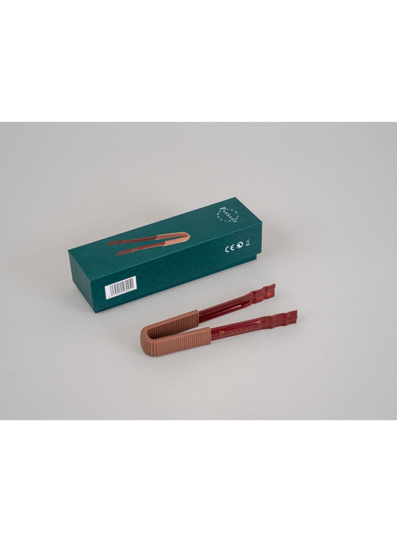 باسيدج ملقط مرور للبخور وقوالب الفحم - مقاوم للحرارة، قبضة دقيقة - مثالي للتعامل مع الفحم الساخن (أحمر) - Image 1