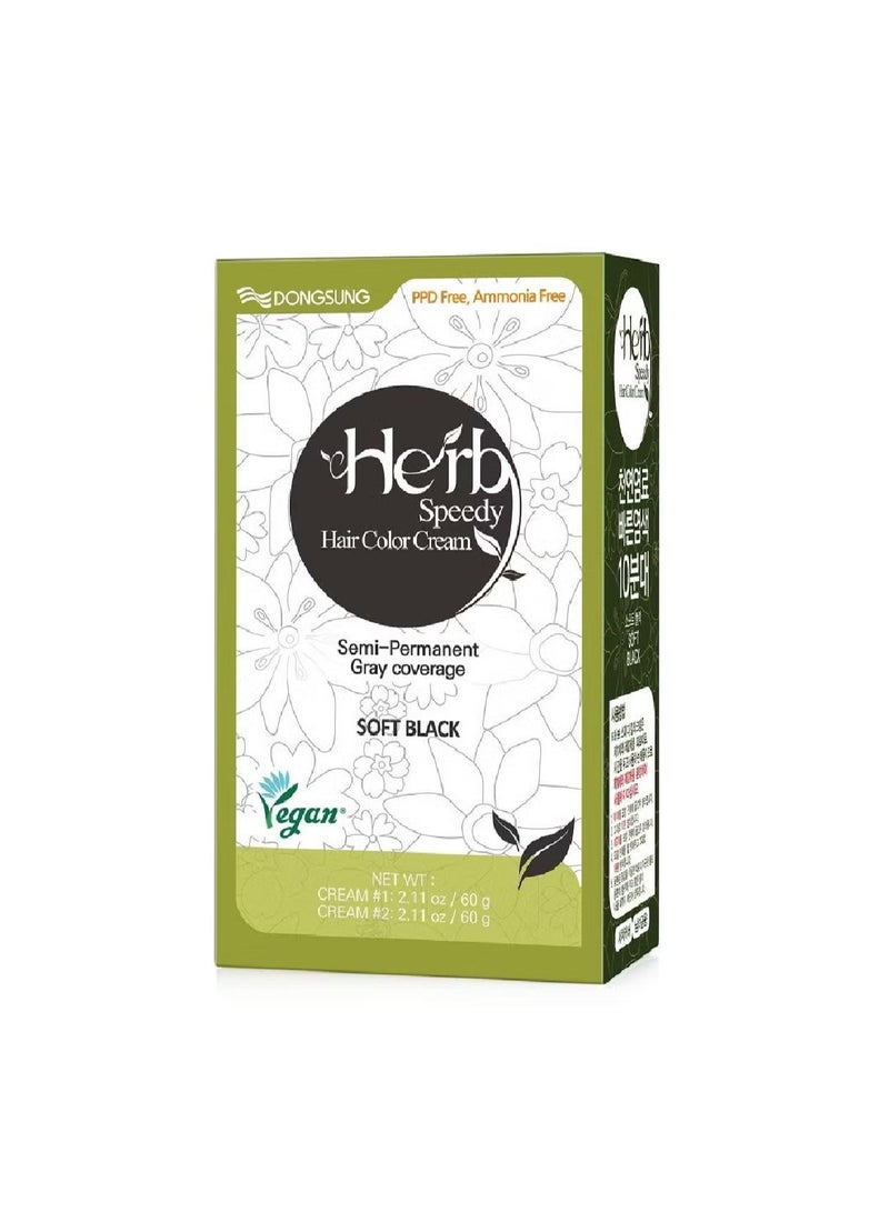 Herb  Speedy Hair Color Cream Soft Black  60g