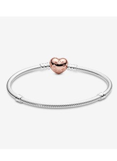 Pandora Violet Pandora Moments Pavé Heart Clasp Snake Chain Bracelet  - Image 2