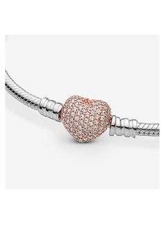 Pandora Violet Pandora Moments Pavé Heart Clasp Snake Chain Bracelet  - Image 4