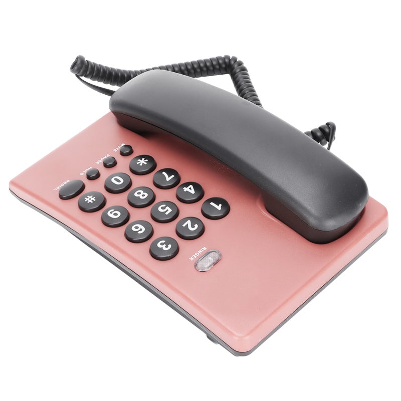 Corded Telephone: Pink, Battery Free, Dual Magnetic Handset - Two Color Button, Number Replay, Adjustable Ringtone, Multi Functional for Home, Office, Hotel - Image 1