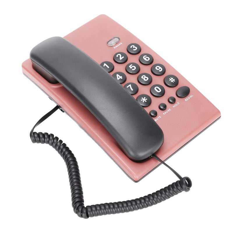 Corded Telephone: Pink, Battery Free, Dual Magnetic Handset - Two Color Button, Number Replay, Adjustable Ringtone, Multi Functional for Home, Office, Hotel - Image 4