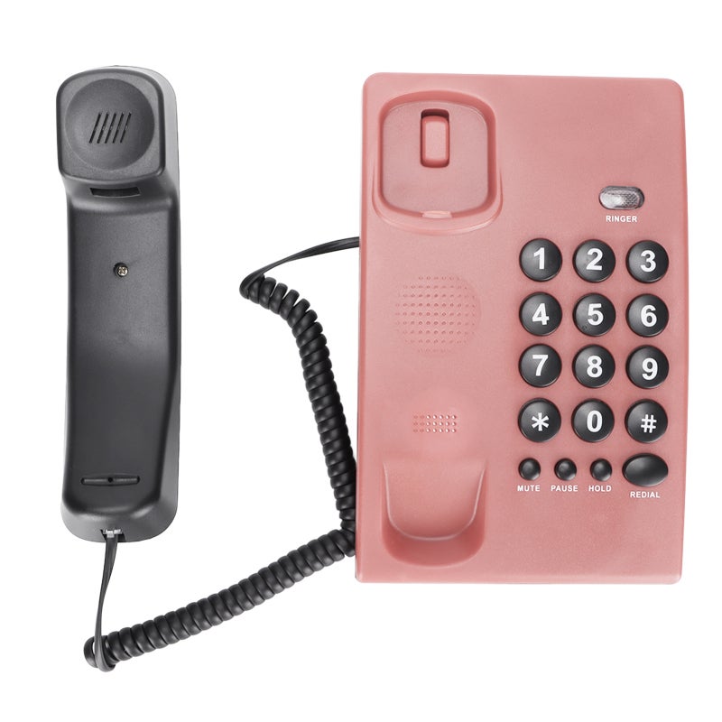 Corded Telephone: Pink, Battery Free, Dual Magnetic Handset - Two Color Button, Number Replay, Adjustable Ringtone, Multi Functional for Home, Office, Hotel - Image 2