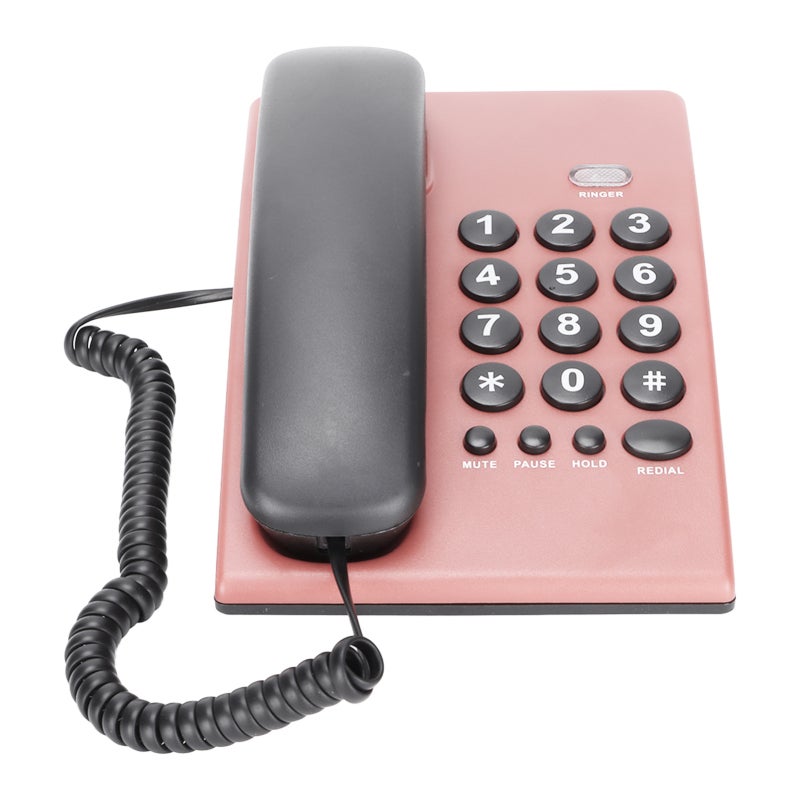 Corded Telephone: Pink, Battery Free, Dual Magnetic Handset - Two Color Button, Number Replay, Adjustable Ringtone, Multi Functional for Home, Office, Hotel - Image 5