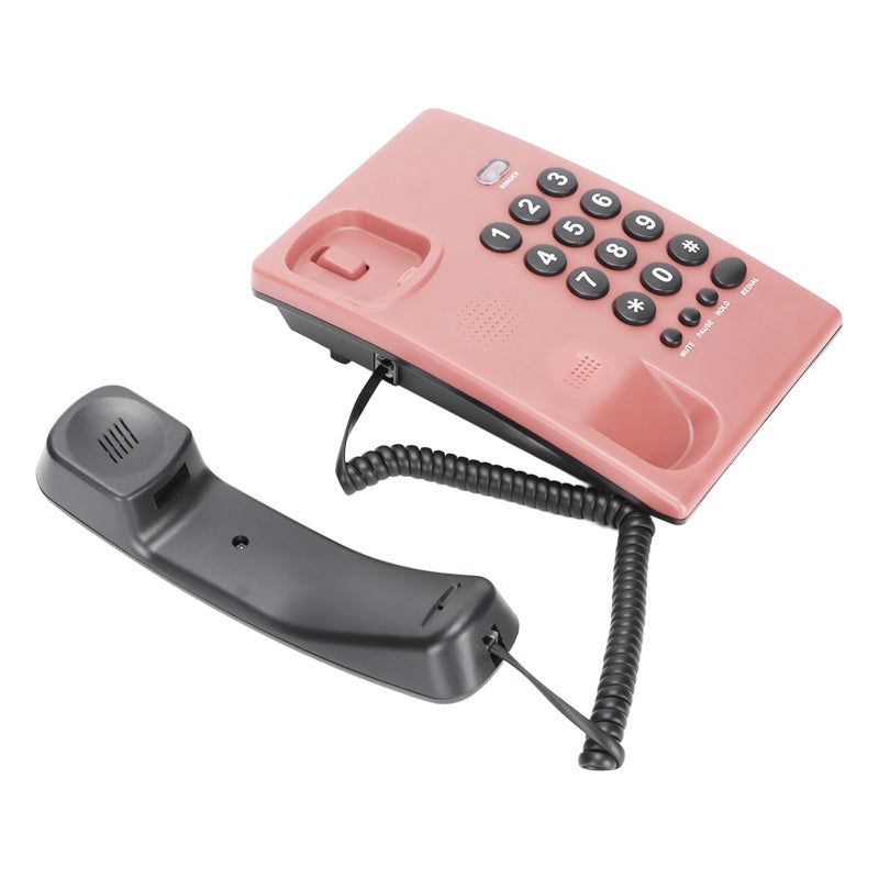 Corded Telephone: Pink, Battery Free, Dual Magnetic Handset - Two Color Button, Number Replay, Adjustable Ringtone, Multi Functional for Home, Office, Hotel - Image 3