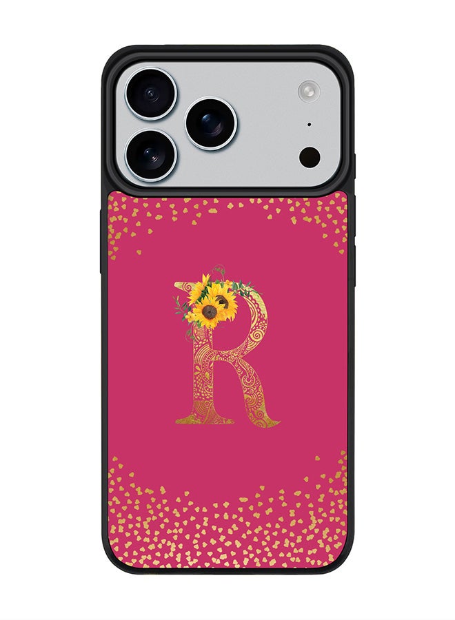 Stylizedd iPhone 17 Pro Max Case, [Compatible with MagSafe] Slim Magnetic cover Phone Case iPhone 17 Pro Max -Custom Floral Monogram - R ( Deep Pink ) - Image 1