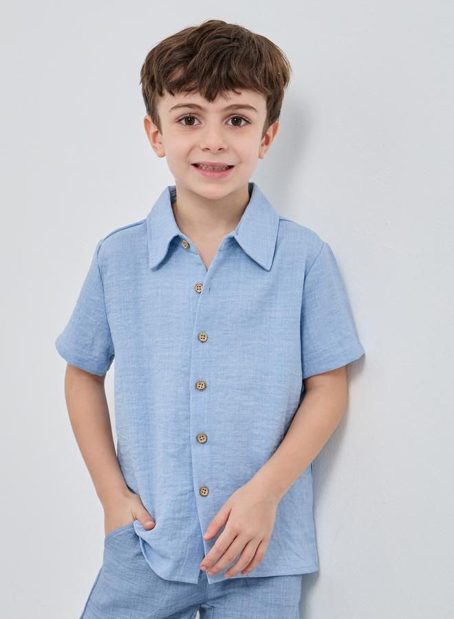 Styli Styli Buttoned Short Sleeve Linen Shirt  - Image 1