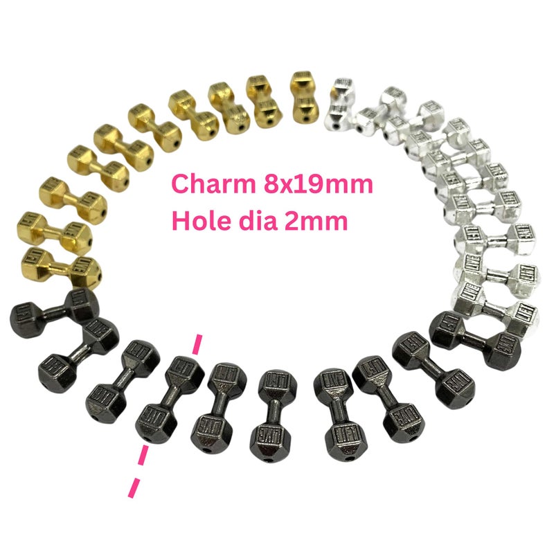 fiona Dumbbell Charms For Jewelry Making â€“ DIY Supplies Miniature Sports Fitness Equipment Connector Spacer Charm Bead Pendant â€“ Pack Of 30 Pcs (Multicolored) - Image 2