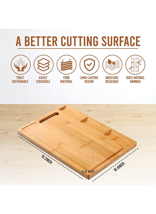 Bamboo Cutting Board,Large Size with Three Compartments,Easy to Use,Thick Tray for Kitchen and Dining Room