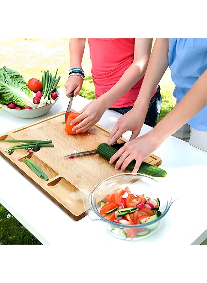 Bamboo Cutting Board,Large Size with Three Compartments,Easy to Use,Thick Tray for Kitchen and Dining Room